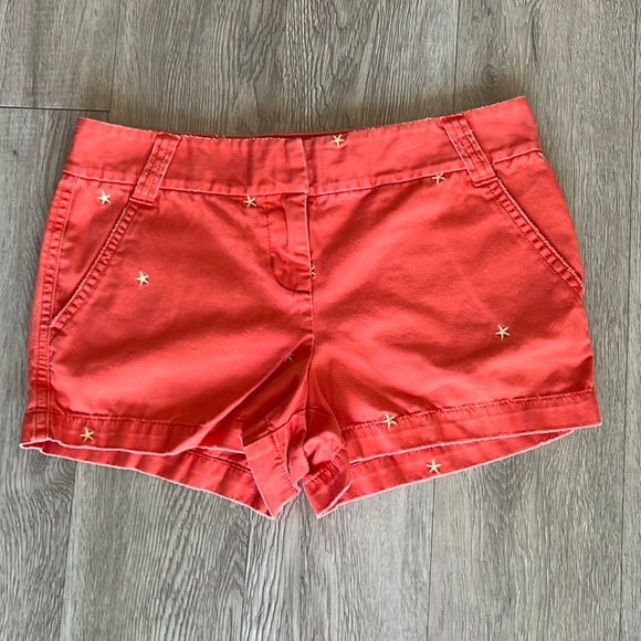 J CREW Coral Shorts Cotton classic twill chino weathered with embroidered stars - Picture 10 of 10